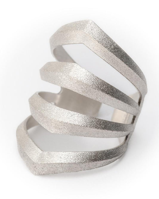 Silver Rhomboid Pierced Ring